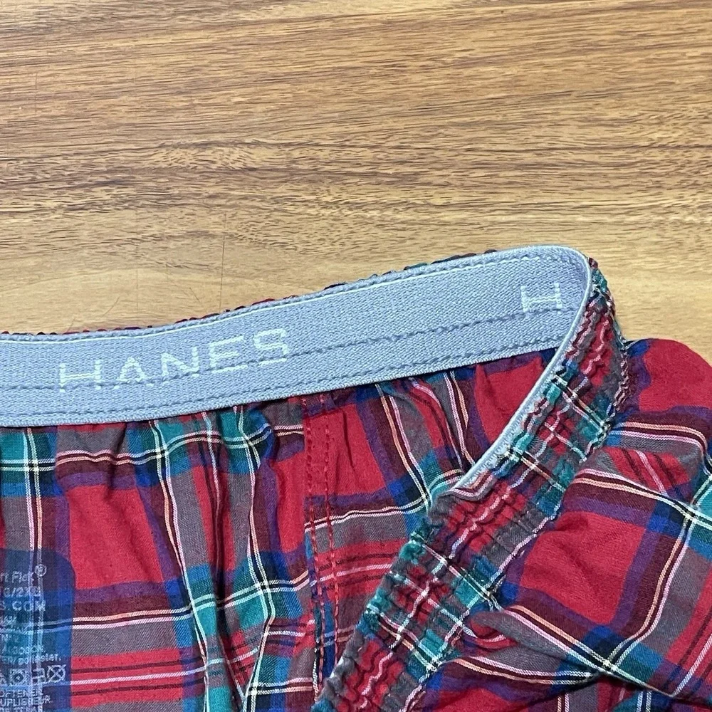 VTG Hanes Cotton‎ Full Cut Boxer Short Mens 2XL Boxers Comfort Flex Red Plaid